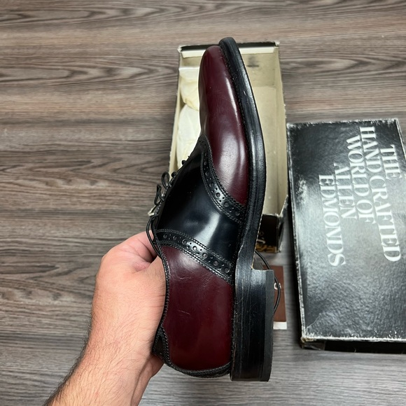 NEW Allen Edmonds Polo Burgundy & Black Saddle Oxfords 7 D main image 9